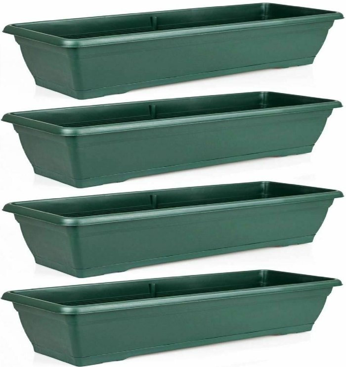 The Range | Gr8 Garden Large 72cm Plastic Trough Planter Set of 4 - Green Gr8 Garden Large 72cm Plastic Trough Planter Set of 4 - Green