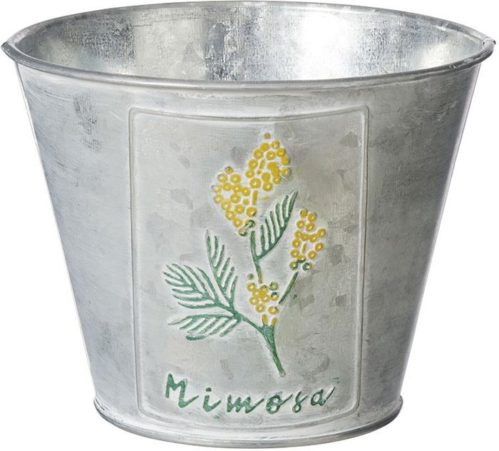 The Range | Mimosa Spring Vibe Zinc Plant Pot - Silver / 15cm Mimosa Spring Vibe Zinc Plant Pot - Silver / 15cm