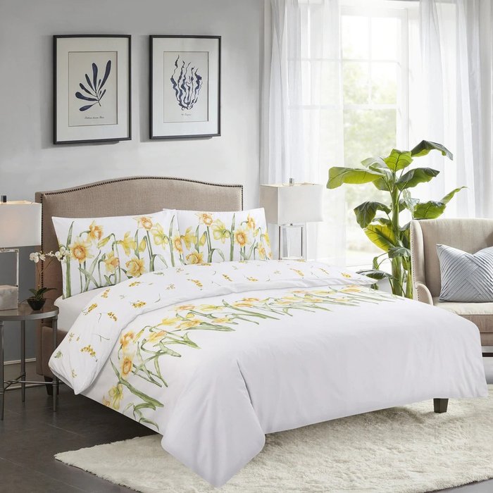 The Range | Vantona Vantona Classic Daffodils Duvet Cover Set - White/Multi / Super King Vantona Vantona Classic Daffodils Duvet Cover Set - White/Multi / Super King