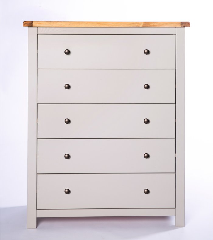 The Range | Cabinet Bits Argenta 5 Drawer Chest - Grey / Brass / Knob Cabinet Bits Argenta 5 Drawer Chest - Grey / Brass / Knob
