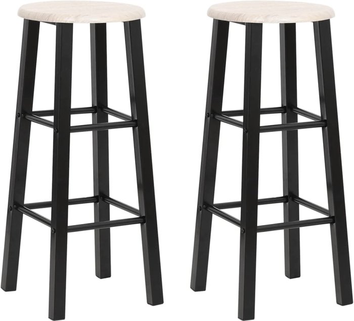 The Range | 2 Set Bar Stools Black MDF - Black and wood colour 2 Set Bar Stools Black MDF - Black and wood colour