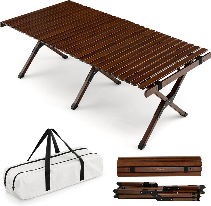 The Range | COSTWAY Costway Folding Picnic Table Roll Up Camping Table - Rustic Brown COSTWAY Costway Folding Picnic Table Roll Up Camping Table - Rustic Brown