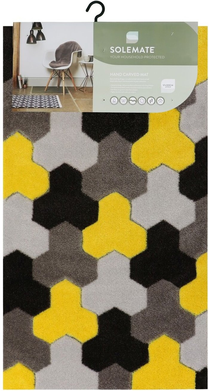 The Range | JVL JVL Solemate Hand Carved Geo Pattern Mat, 57x100 - Multi JVL JVL Solemate Hand Carved Geo Pattern Mat, 57x100 - Multi