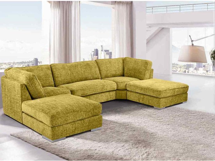 The Range | Simply Eleganza Britany Large Corner U Shape Sofa - Yellow Simply Eleganza Britany Large Corner U Shape Sofa - Yellow