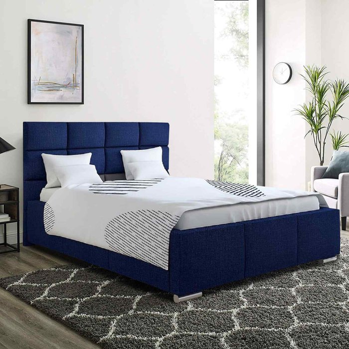The Range | Gerali Bed Super King Plush Velvet Blue Gerali Bed Super King Plush Velvet Blue