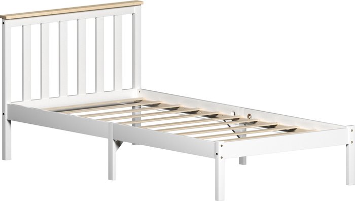 The Range | Milan Wooden Low Foot End Bed - White and Pine / Single Milan Wooden Low Foot End Bed - White and Pine / Single
