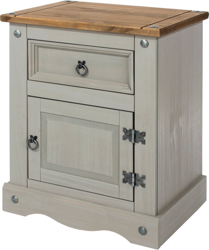 The Range | Core Products Ltd Corona Grey 1 door 1 drawer bedside cabinet - Grey washed wax Core Products Ltd Corona Grey 1 door 1 drawer bedside cabinet - Grey washed wax