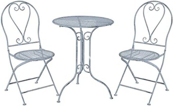 The Range | GlamHaus Glamhaus Garden Set 3 Piece Bistro Set - Toulouse Antique Blue GlamHaus Glamhaus Garden Set 3 Piece Bistro Set - Toulouse Antique Blue