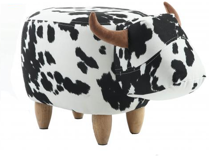 The Range | Gardeco Cow Shaped Padded Footstool - Black & White / Velvet Gardeco Cow Shaped Padded Footstool - Black & White / Velvet