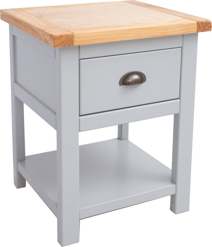 The Range | Cabinet Bits Argenta 1 Drawer Bedside Table with Shelf - Grey / Brass Cup Cabinet Bits Argenta 1 Drawer Bedside Table with Shelf - Grey / Brass Cup