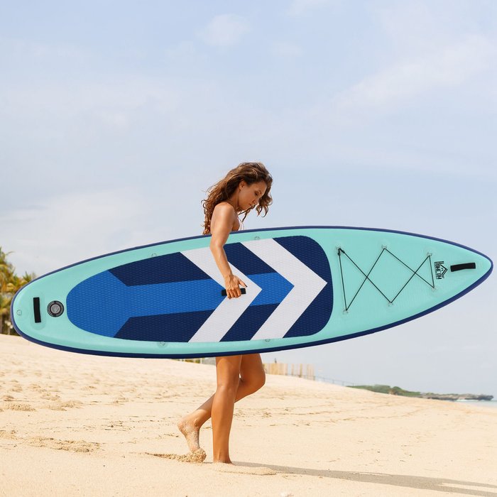 The Range | HOMCOM Inflatable Stand Up Paddle Board - Green, Blue and White HOMCOM Inflatable Stand Up Paddle Board - Green, Blue and White