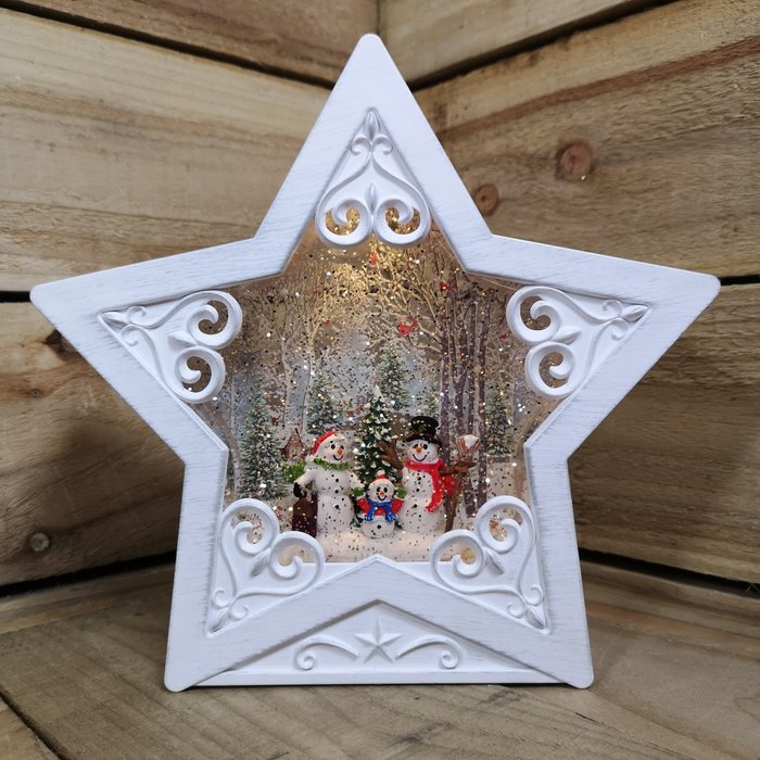The Range | Samuel Alexander 25cm Dual Power Snowtime LED Christmas Water Star with Snowmen Scene - White water spinner Samuel Alexander 25cm Dual Power Snowtime LED Christmas Water Star with Snowmen Scene - White water spinner