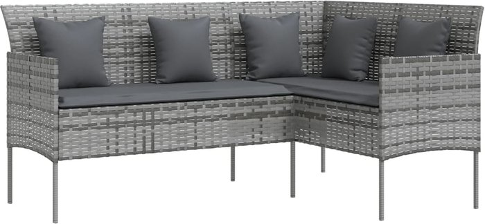 The Range | Itzcominghome Garden bench Corner Seat with Cushion Rattan - Grey Itzcominghome Garden bench Corner Seat with Cushion Rattan - Grey