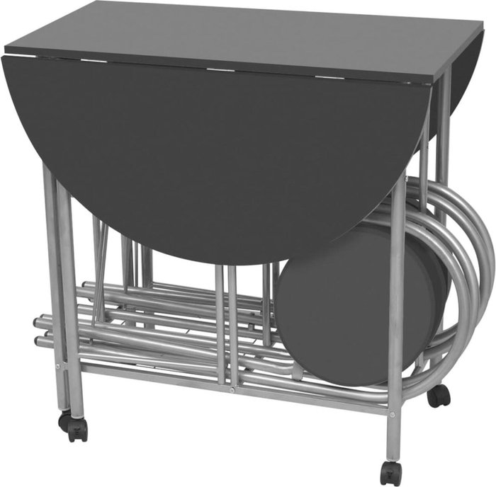 The Range | Folding Drop Leaf Butterfly Dining Set with Table 4 Kitchen Chairs - Black and Silver Folding Drop Leaf Butterfly Dining Set with Table 4 Kitchen Chairs - Black and Silver