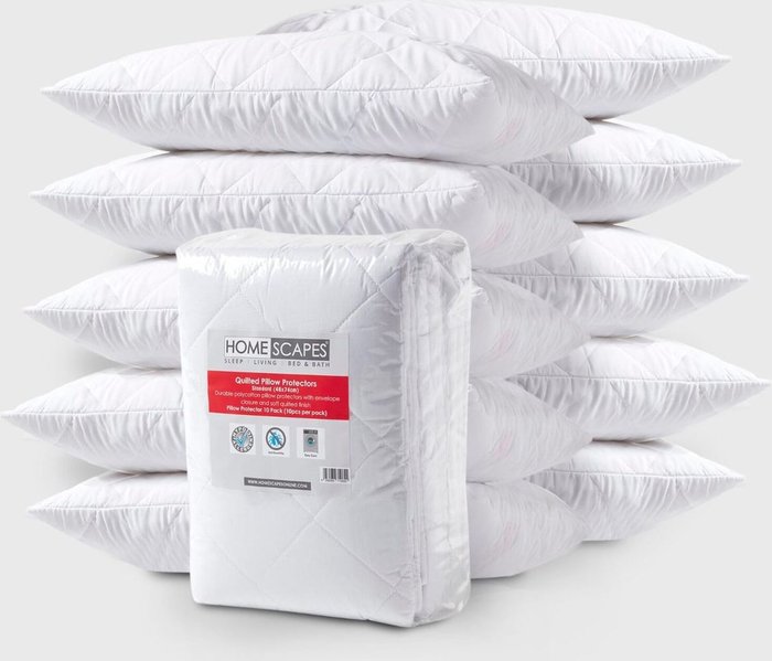The Range | Homescapes Quilted Pillow Protector 10 Pack - White Homescapes Quilted Pillow Protector 10 Pack - White