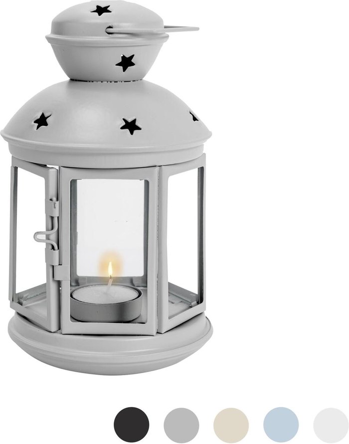 The Range | Nicola Spring 20cm Metal Hanging Tealight Lantern - Grey Nicola Spring 20cm Metal Hanging Tealight Lantern - Grey