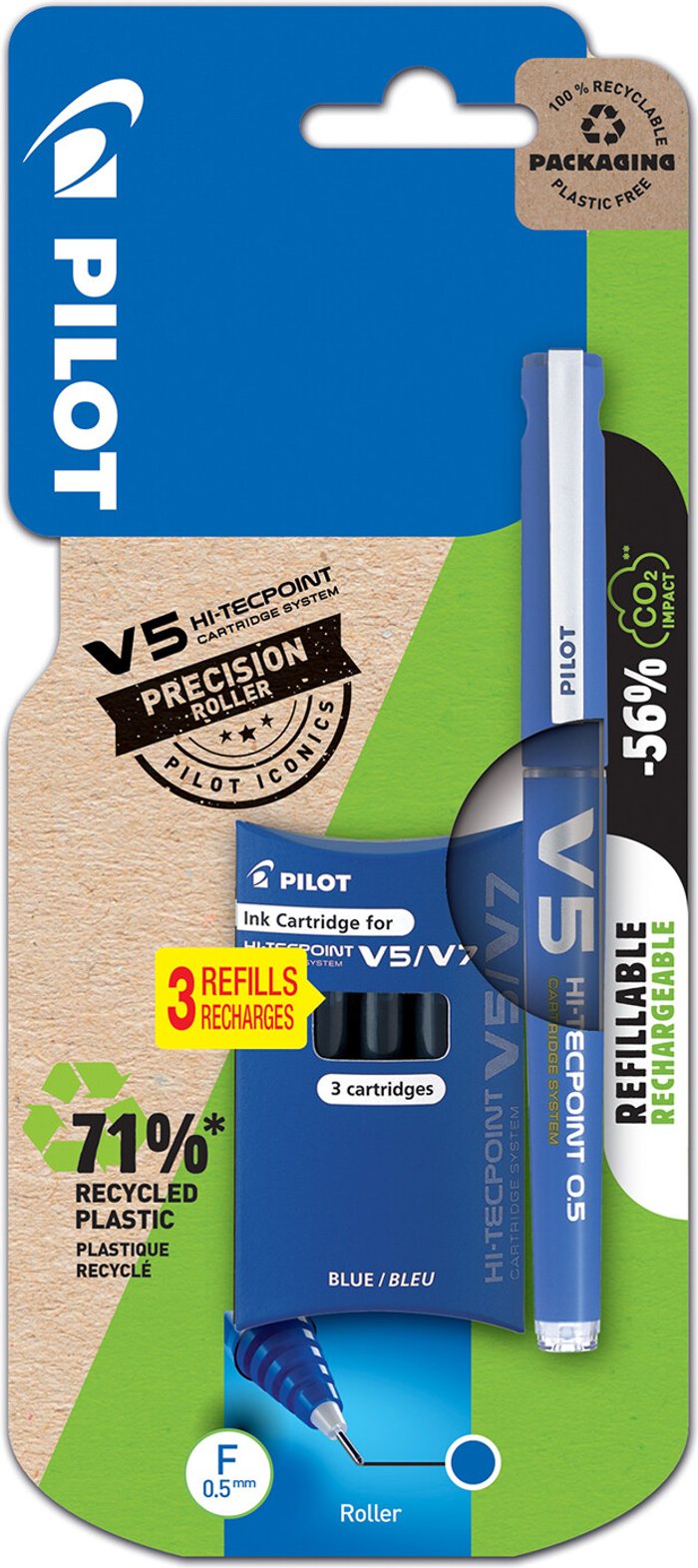 The Range | Pilot Pilot V5 Refillable Pen With Refills - Blue Pilot Pilot V5 Refillable Pen With Refills - Blue