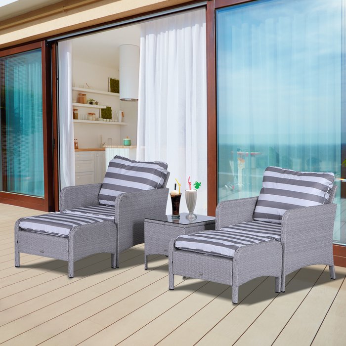 The Range | Outsunny 5 Piece PE Rattan Furniture Set - Grey Outsunny 5 Piece PE Rattan Furniture Set - Grey