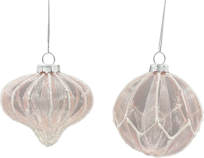 The Range | Truly Sumptuous Blush White Ridged Glass Bauble - Pink Truly Sumptuous Blush White Ridged Glass Bauble - Pink