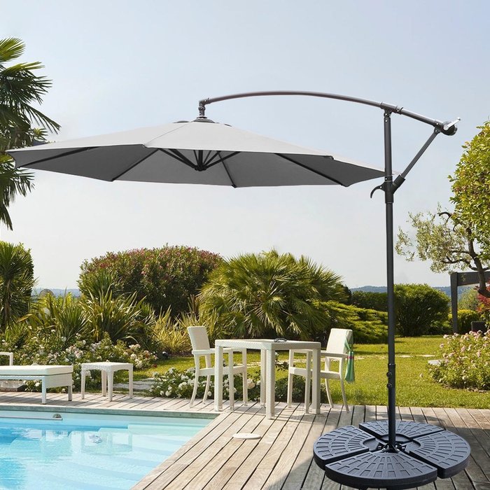 The Range | Livingandhome 3M Cantilever Parasol with Umbrella Base - Light Grey Livingandhome 3M Cantilever Parasol with Umbrella Base - Light Grey