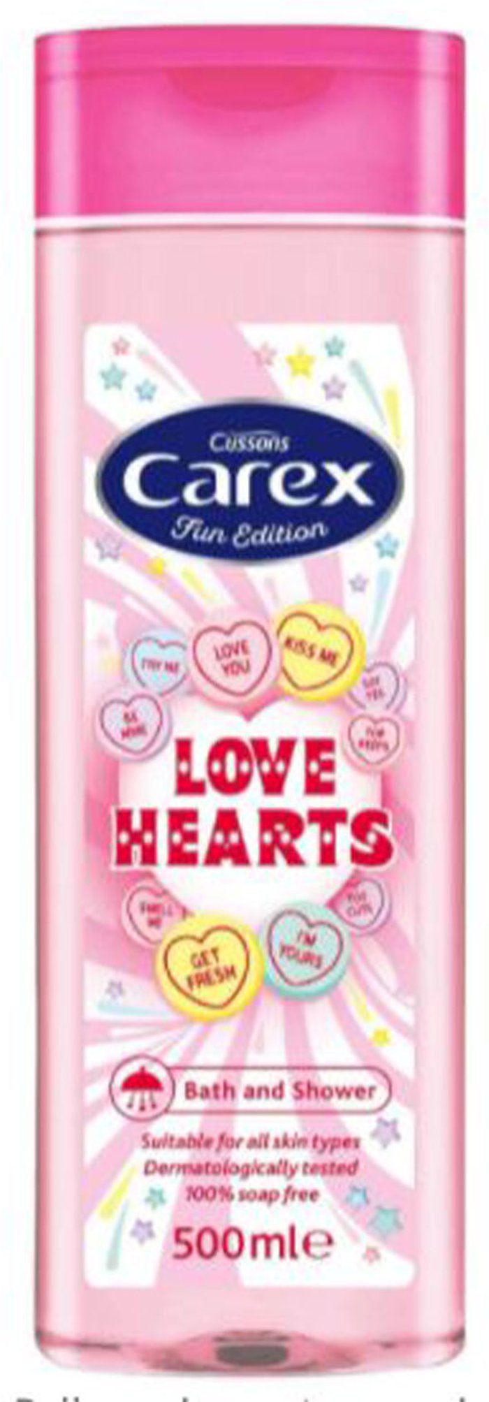 The Range | Carex Carex Love Hearts Bath and Shower Gel 500ml Carex Carex Love Hearts Bath and Shower Gel 500ml