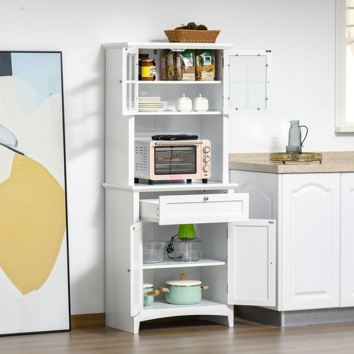 The Range | HOMCOM Kitchen Cupboard Wood Storage Cabinet with Drawer - White HOMCOM Kitchen Cupboard Wood Storage Cabinet with Drawer - White