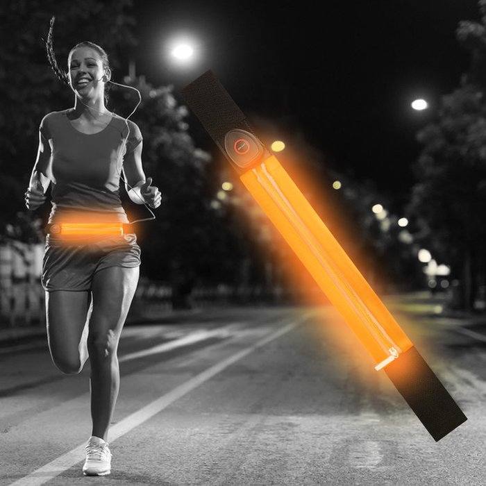 The Range | Ultra Lightweight LED Running Belt USB Rechargeable Waistpack - Orange Ultra Lightweight LED Running Belt USB Rechargeable Waistpack - Orange