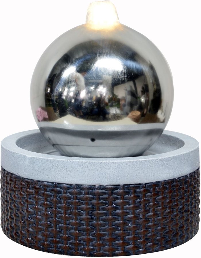 The Range | Tranquility Tranquility Sphere On Round Rattan Base Mains Powered Water Feature Tranquility Tranquility Sphere On Round Rattan Base Mains Powered Water Feature