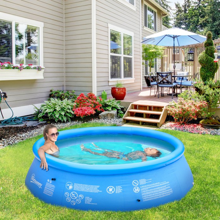 The Range | Outsunny Outsunny 274cm x 76cm Inflatable Family-Sized Swimming Pool - Blue Outsunny Outsunny 274cm x 76cm Inflatable Family-Sized Swimming Pool - Blue