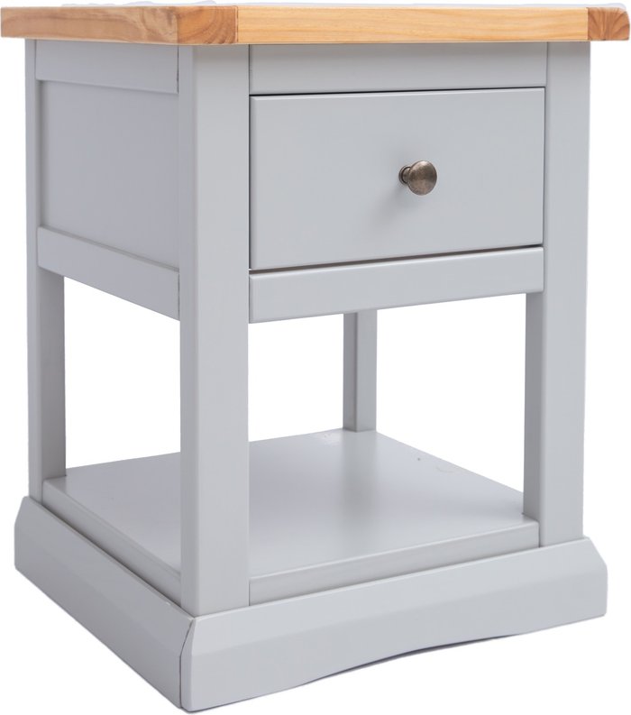 The Range | Cabinet Bits Loreo 1 Drawer Bedside Table with Shelf - Grey / Brass Knob Cabinet Bits Loreo 1 Drawer Bedside Table with Shelf - Grey / Brass Knob