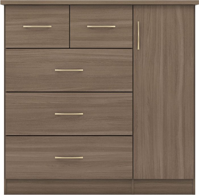 The Range | Seconique Nevada 5 Drawer Low Wardrobe - Rustic Oak Seconique Nevada 5 Drawer Low Wardrobe - Rustic Oak