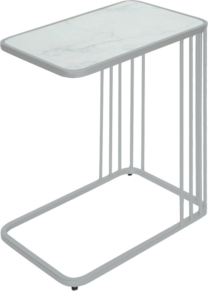 The Range | Vanity Living Sofa Table - Clara Marble Effect Top Metal Side End Table - White Vanity Living Sofa Table - Clara Marble Effect Top Metal Side End Table - White