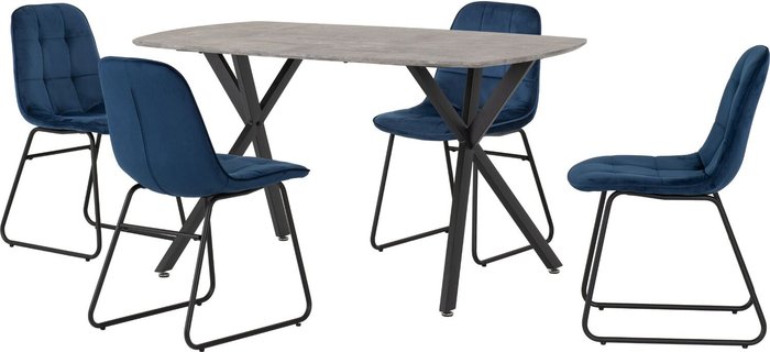 The Range | Seconique Athens Rectangular Dining Set with Lukas Chairs - Concrete table with Saphirre Blue Chairs Seconique Athens Rectangular Dining Set with Lukas Chairs - Concrete table with Saphirre Blue Chairs