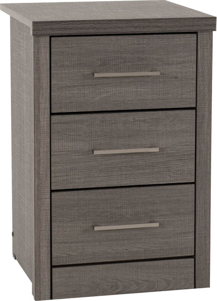 The Range | Seconique Lisbon 3 Drawer Bedside Chest - Black Wood Grain Seconique Lisbon 3 Drawer Bedside Chest - Black Wood Grain