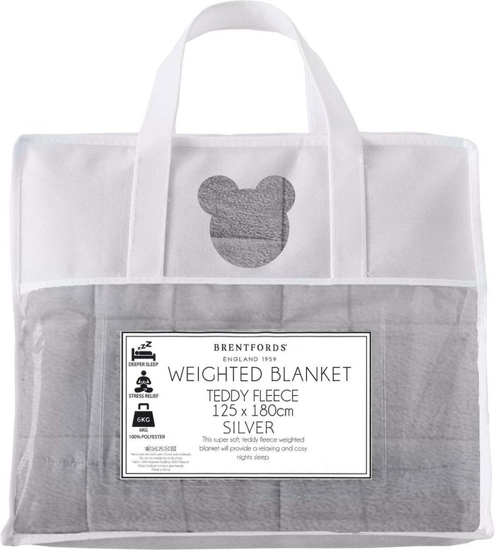 The Range | Brentfords Brentfords Teddy Fleece Weighted Blanket Throw - Grey / 200cm Brentfords Brentfords Teddy Fleece Weighted Blanket Throw - Grey / 200cm