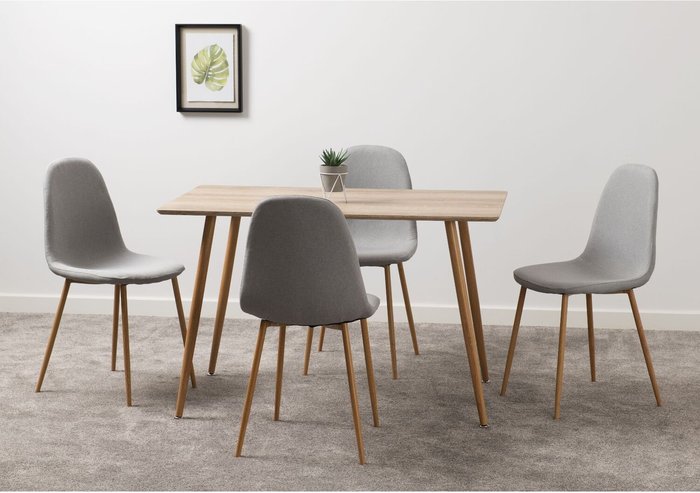 The Range | Seconique Barley Dining Set - Oak Veneer and Grey Fabric Seconique Barley Dining Set - Oak Veneer and Grey Fabric