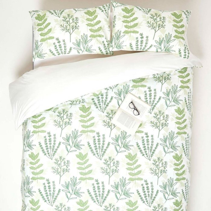 The Range | Homescapes Botanical Garden Printed Duvet Cover Set with Pillowcase - Green / King Homescapes Botanical Garden Printed Duvet Cover Set with Pillowcase - Green / King