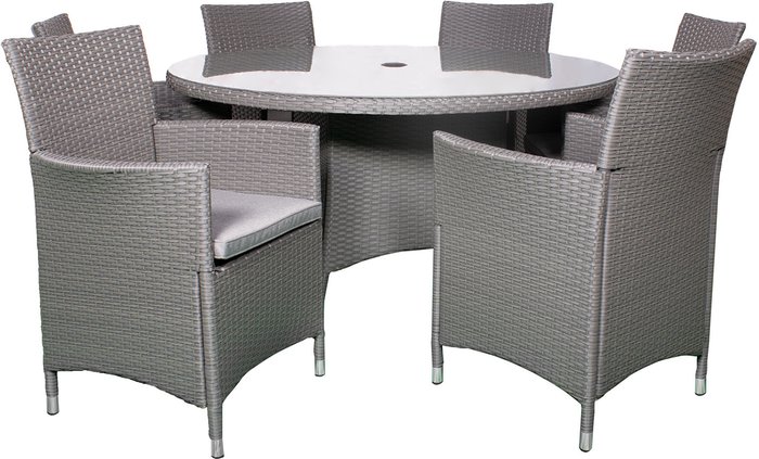The Range | Royalcraft Royalcraft Nevada 6 Seater KD Round Dining Set - Grey Royalcraft Royalcraft Nevada 6 Seater KD Round Dining Set - Grey