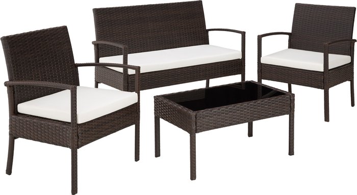 The Range | TECTAKE Tectake Sparta Rattan Garden Bench Set - Dark Brown TECTAKE Tectake Sparta Rattan Garden Bench Set - Dark Brown