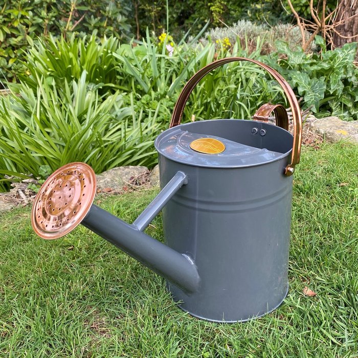 The Range | Selections Metal and Copper Effect Watering Can - Grey Selections Metal and Copper Effect Watering Can - Grey