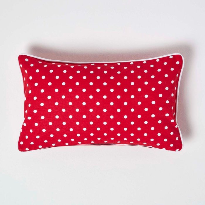 The Range | Homescapes Cotton Polka Dots Cushion Cover - Red Homescapes Cotton Polka Dots Cushion Cover - Red