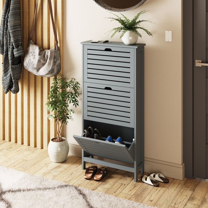 The Range | GFW Bergen Three Tier Shoe Cabinet Grey - Grey GFW Bergen Three Tier Shoe Cabinet Grey - Grey