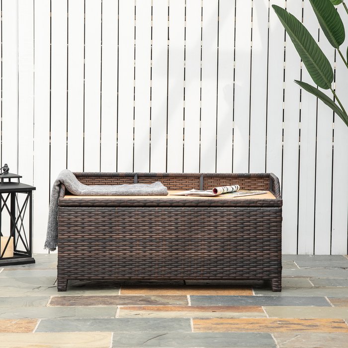 The Range | Outsunny Rattan Storage Cabinet Cushion Box - Mixed Brown Outsunny Rattan Storage Cabinet Cushion Box - Mixed Brown