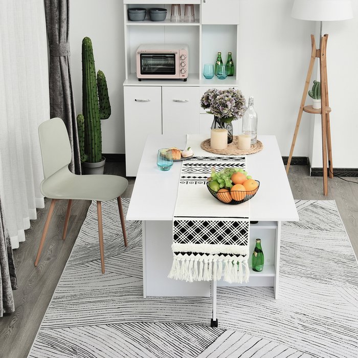 The Range | HOMCOM Mobile Drop Leaf Dining Table with 2 Wheels - White HOMCOM Mobile Drop Leaf Dining Table with 2 Wheels - White