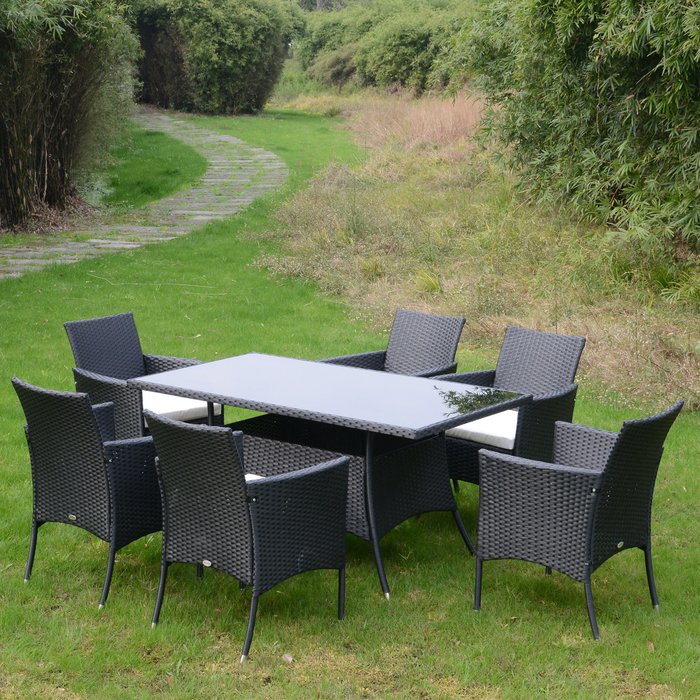 The Range | Outsunny Rattan Wicker Furniture Cube Dining Set - Black Outsunny Rattan Wicker Furniture Cube Dining Set - Black