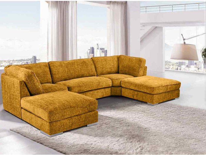 The Range | Simply Eleganza Britany Large Corner U Shape Sofa - Yellow Simply Eleganza Britany Large Corner U Shape Sofa - Yellow