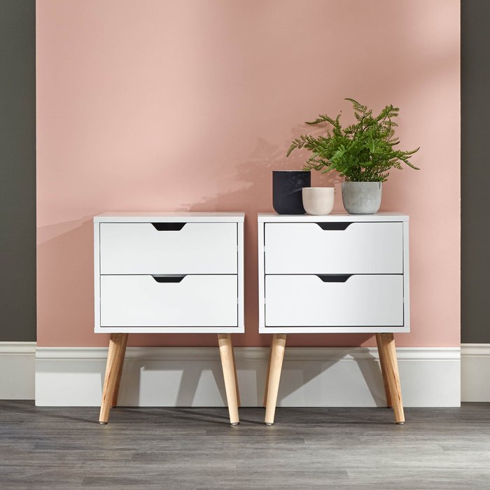 The Range | GFW Nyborg 2 Drawer Bedside - White / 2 GFW Nyborg 2 Drawer Bedside - White / 2