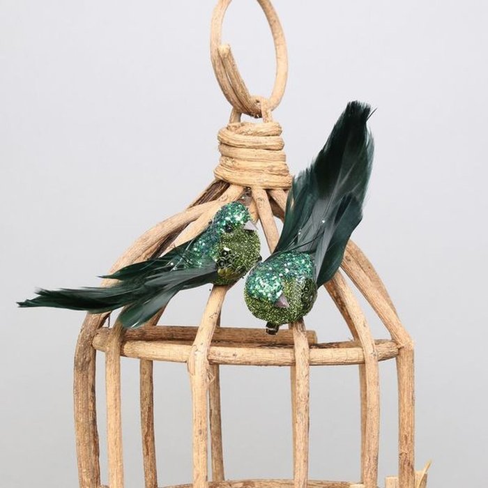 The Range | Kingsbury Gifts Pair of Glitter Birds with Clip - Green Kingsbury Gifts Pair of Glitter Birds with Clip - Green