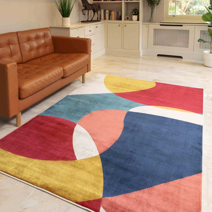 The Range | The Rug Wholesaler Multicoloured Retro Living Room Rug - Bergen - Multi / 280cm The Rug Wholesaler Multicoloured Retro Living Room Rug - Bergen - Multi / 280cm