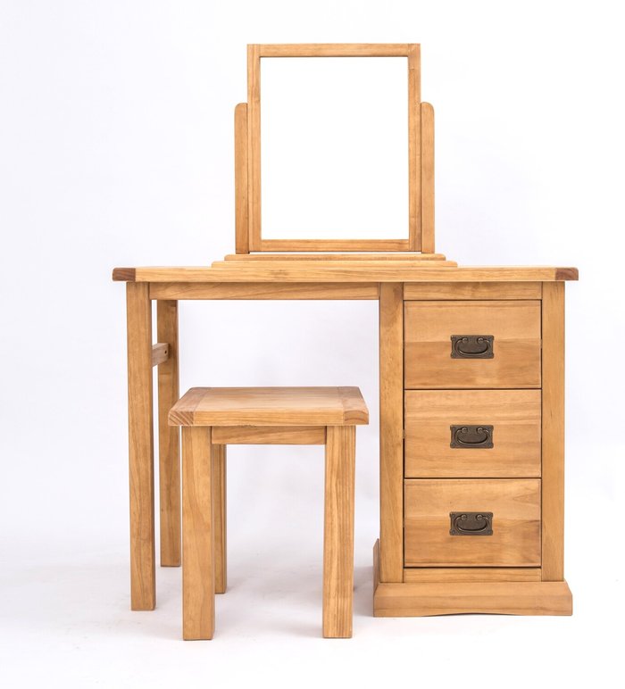 The Range | Cabinet Bits Lucca 3 Drawer Dressing Table Set - Brown / Brass Drop Cabinet Bits Lucca 3 Drawer Dressing Table Set - Brown / Brass Drop